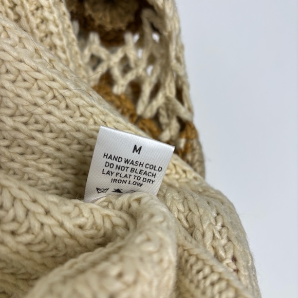 Adora Crochet Open Knit Cardigan Cream Patchwork Sleeves Size M New Without Tags - Picture 12 of 12